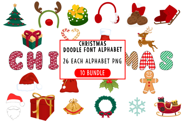 Download Christmas Doodle Font Alphabet Bundle - Bundle Collection