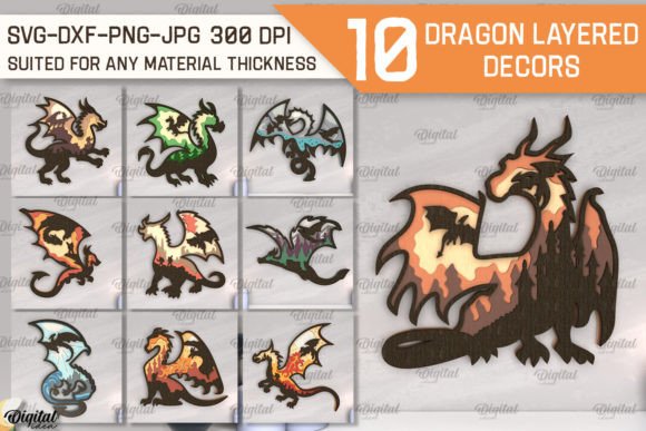 Download Dragon Layered Decor Laser Cut Bundle - Bundle Collection