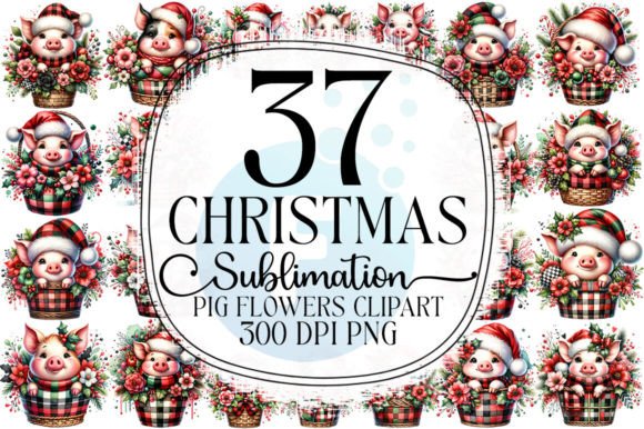 Download Christmas Pig Sublimation Clipart Bundle - Bundle Collection