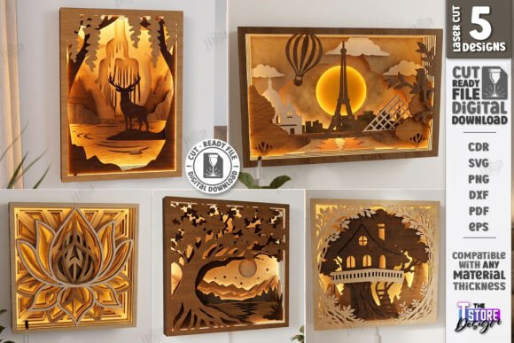 Download 3D Layered Light Boxes Art Laser Bundle - Bundle Collection