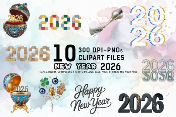 Download Eclectic New Year 2026 Clipart Bundle - Bundle Collection